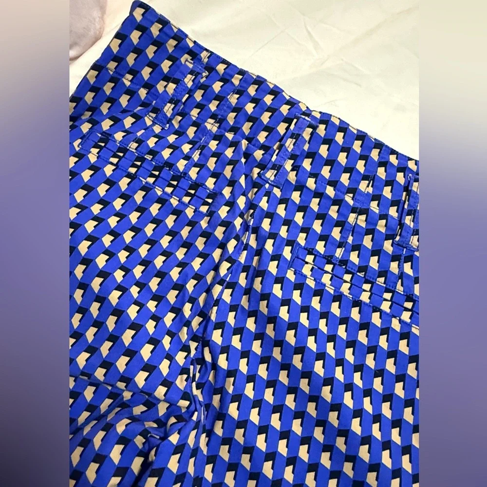 Maeve Blue and Tan Geometric Flare Pants - Picture 6 of 8